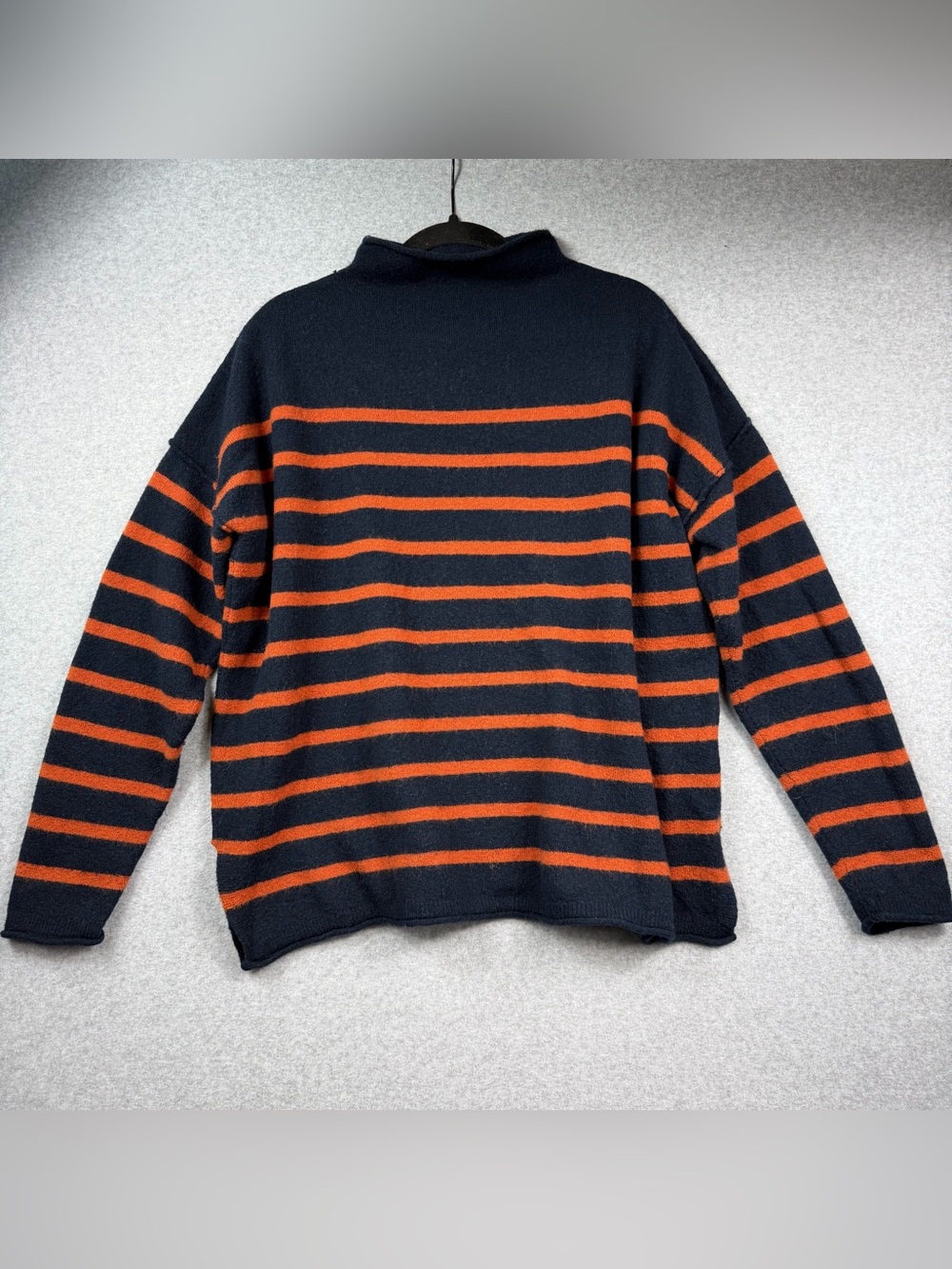 Madewell Oversized Sweater Navy Orange Striped Wool Blend Alpaca Boxy Size XL